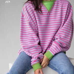 Natural Life Oversized Striped Sweatshirt Womens Large/XL Colorful Comfy